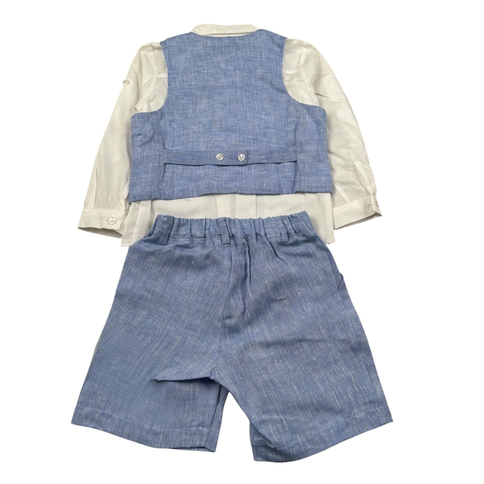 Barcellino Completo 3 Pezzi Camicia-Bermuda-Gilet per Neonato 100311 AZZURRO BARCELLINO 