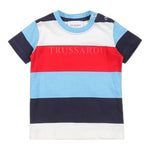 Trussardi T-Shirt Girocollo Tinta Unita con Stampa A Righe per Neonato TIP24063TS BIANCO TRUSSARDI 