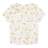 Carre'Ment Beau Camicia Mezza Manica Tinta Unita Fantasia Floreale Bianco Per Neonata