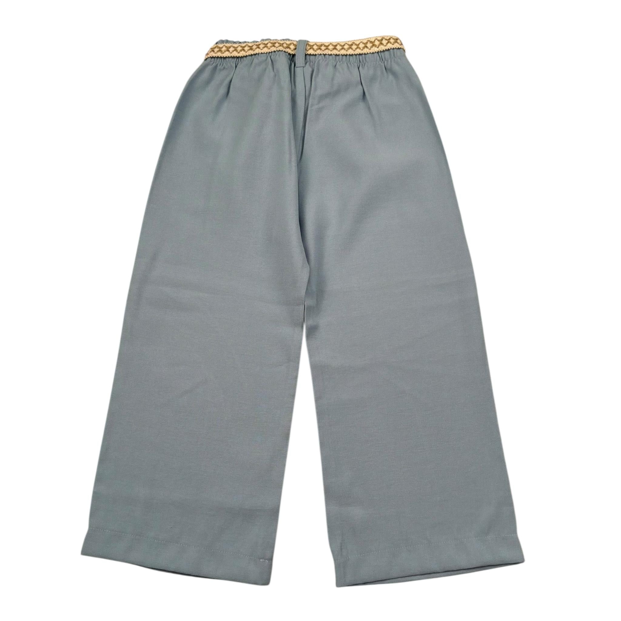 Please Pantalone Tinta Unita Modello Palazzo per Bambina PE66130G71 AZZURRO PLEASE 