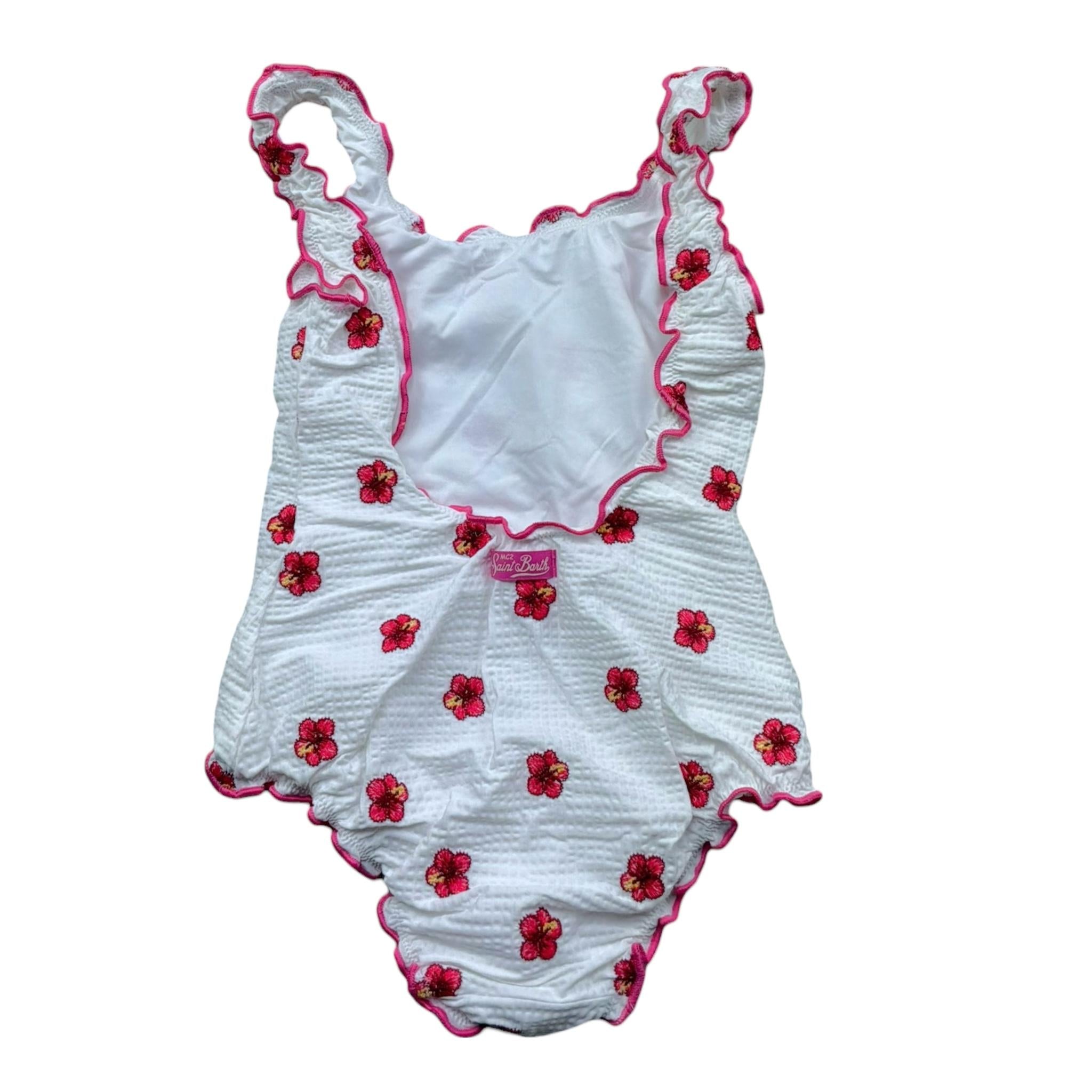 Saint Barth Costume Intero Tinta Unita con Stampa per Bambina 00636L BIANCO SAINT BARTH 