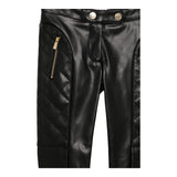 MOSCHINO pantalone in ecopelle tinta unita con zip in contrasto Nero per Bambina 018700 NERO MOSCHINO 