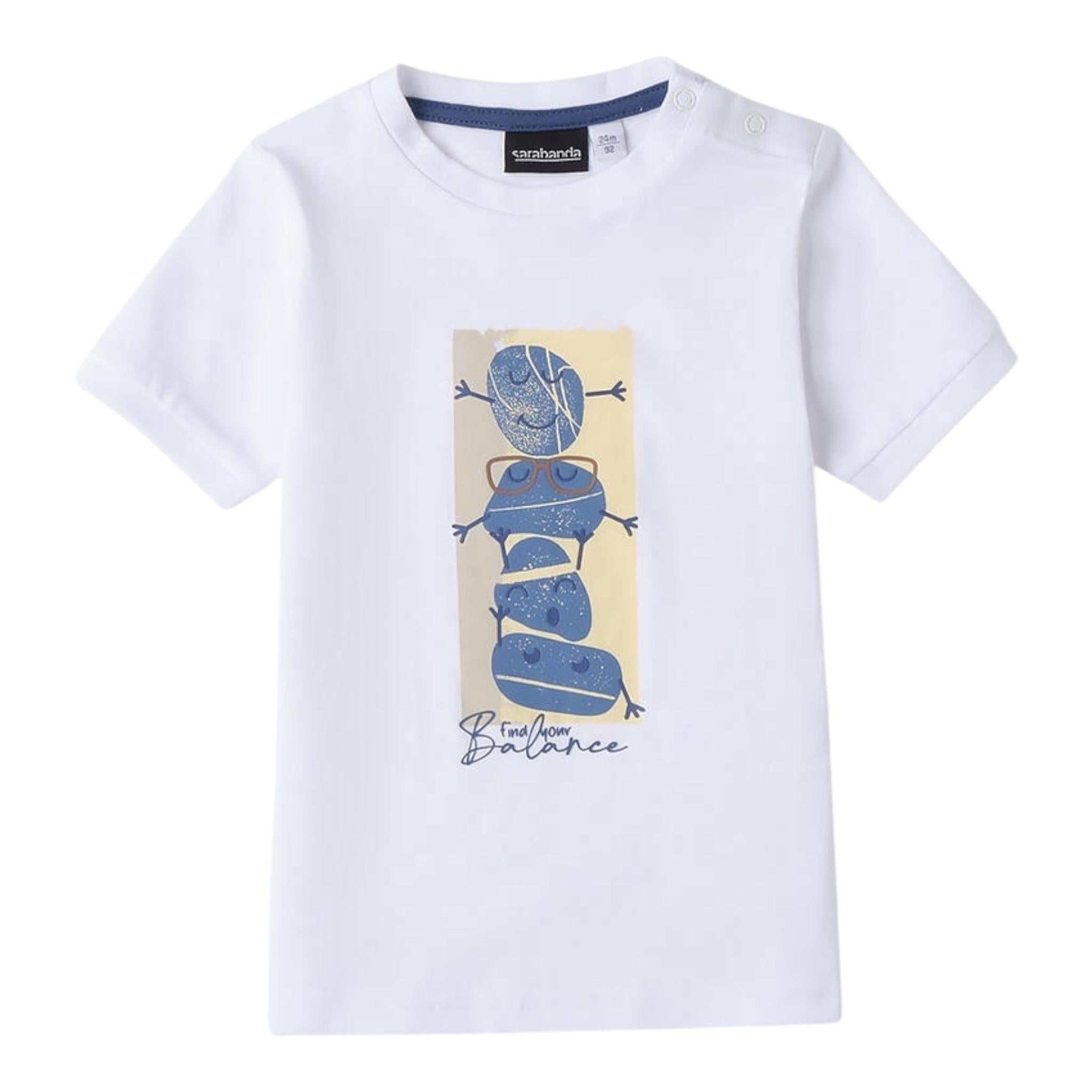 Sarabanda T-Shirt Tinta Unita con Stampa per Neonato 0B134 BIANCO SARABANDA 