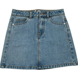 Moschino Gonna In Denim Tinta Unita con Girovita Regolabile per Bambina HDJ044 AZZURRO MOSCHINO 