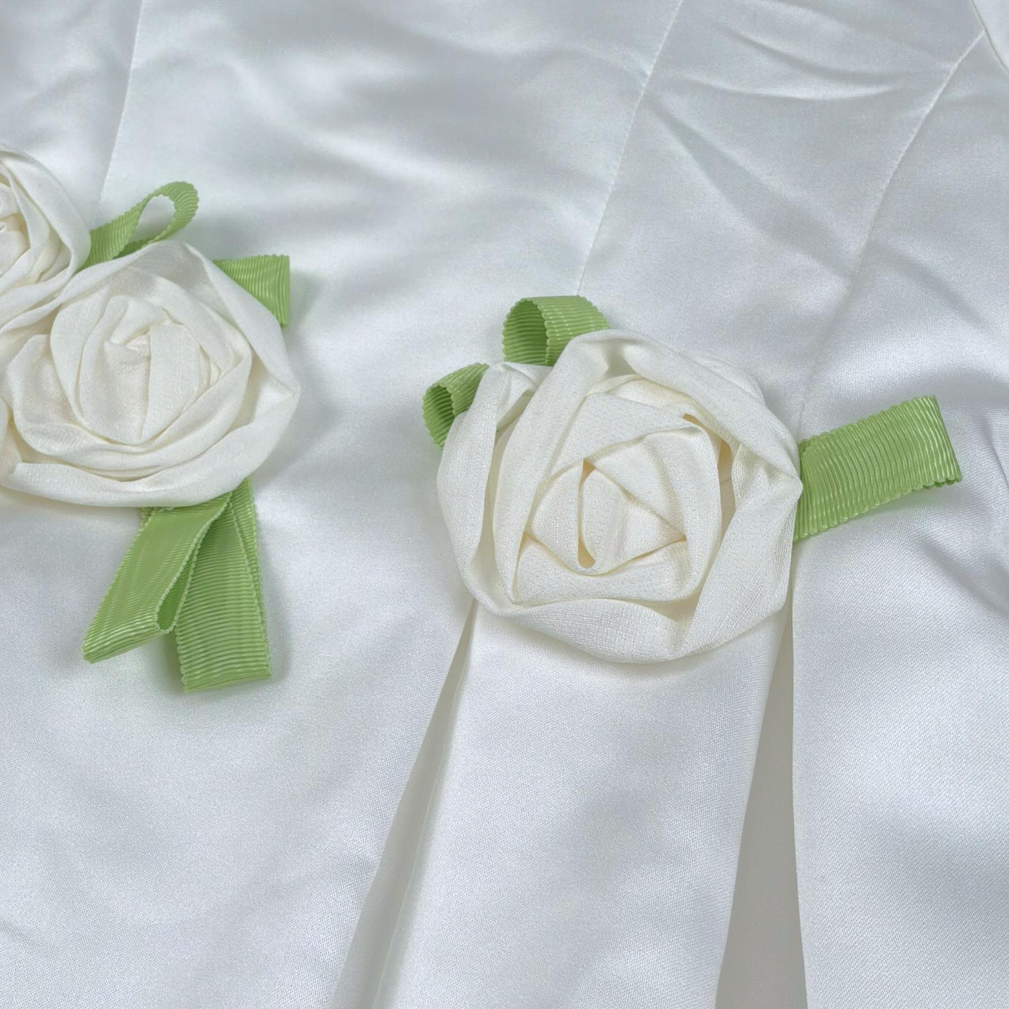 Simonetta Abito Cerimonia Tinta Unita Mezza Manica per Bambina SS1A51 BIANCO/VERDE SIMONETTA 