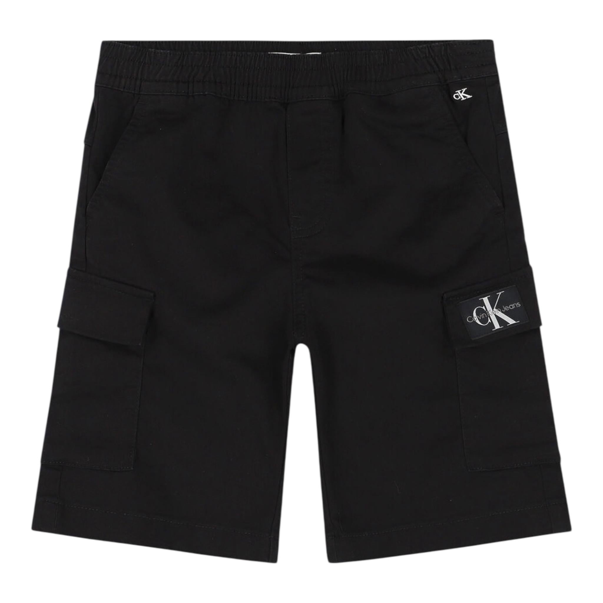 Calvin Klein Bermuda Tinta Unita con Elastico In Vita per Bambino IB0IB01608 NERO CALVIN KLEIN 