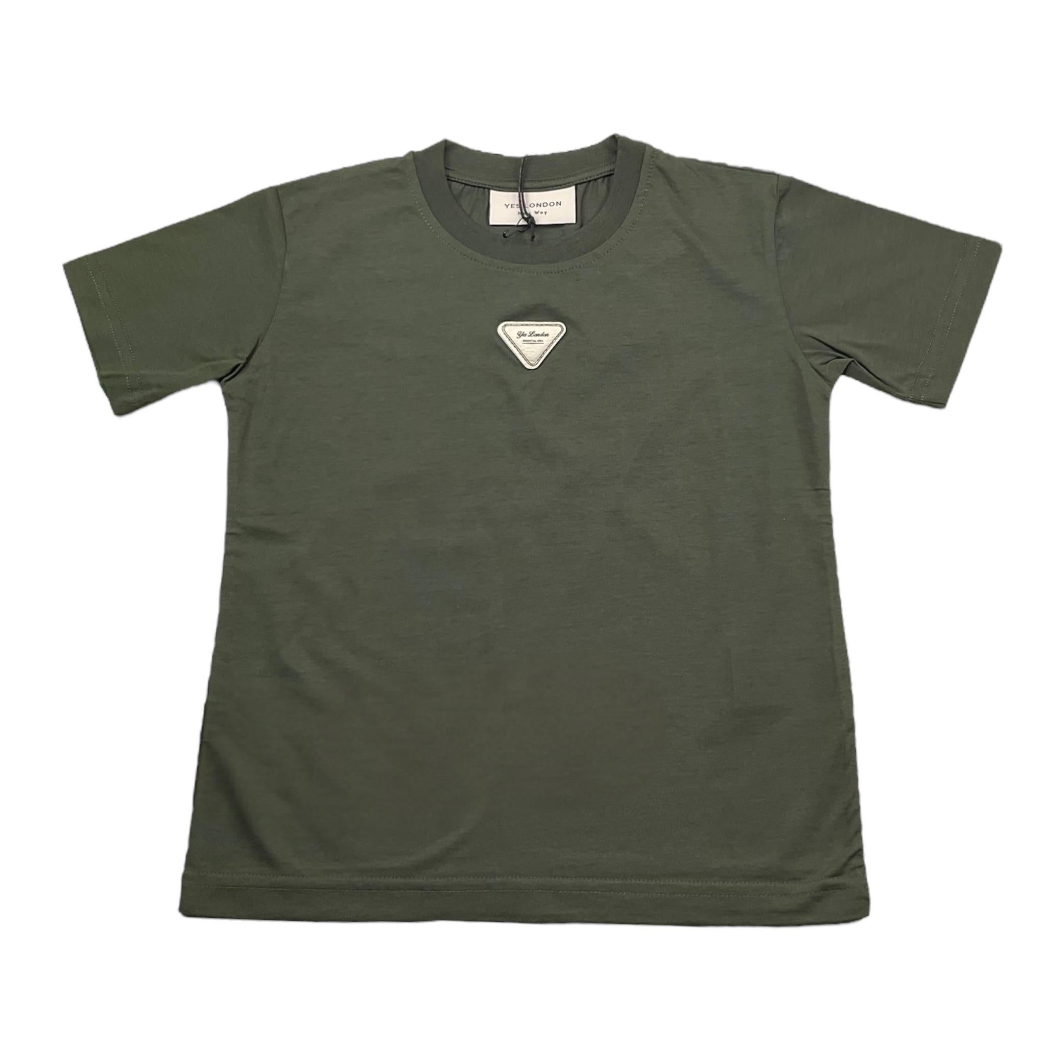 Yes London T-Shirt Girocollo Tinta Unita con Logo per Bambino JR2140 VERDE YES LONDON 