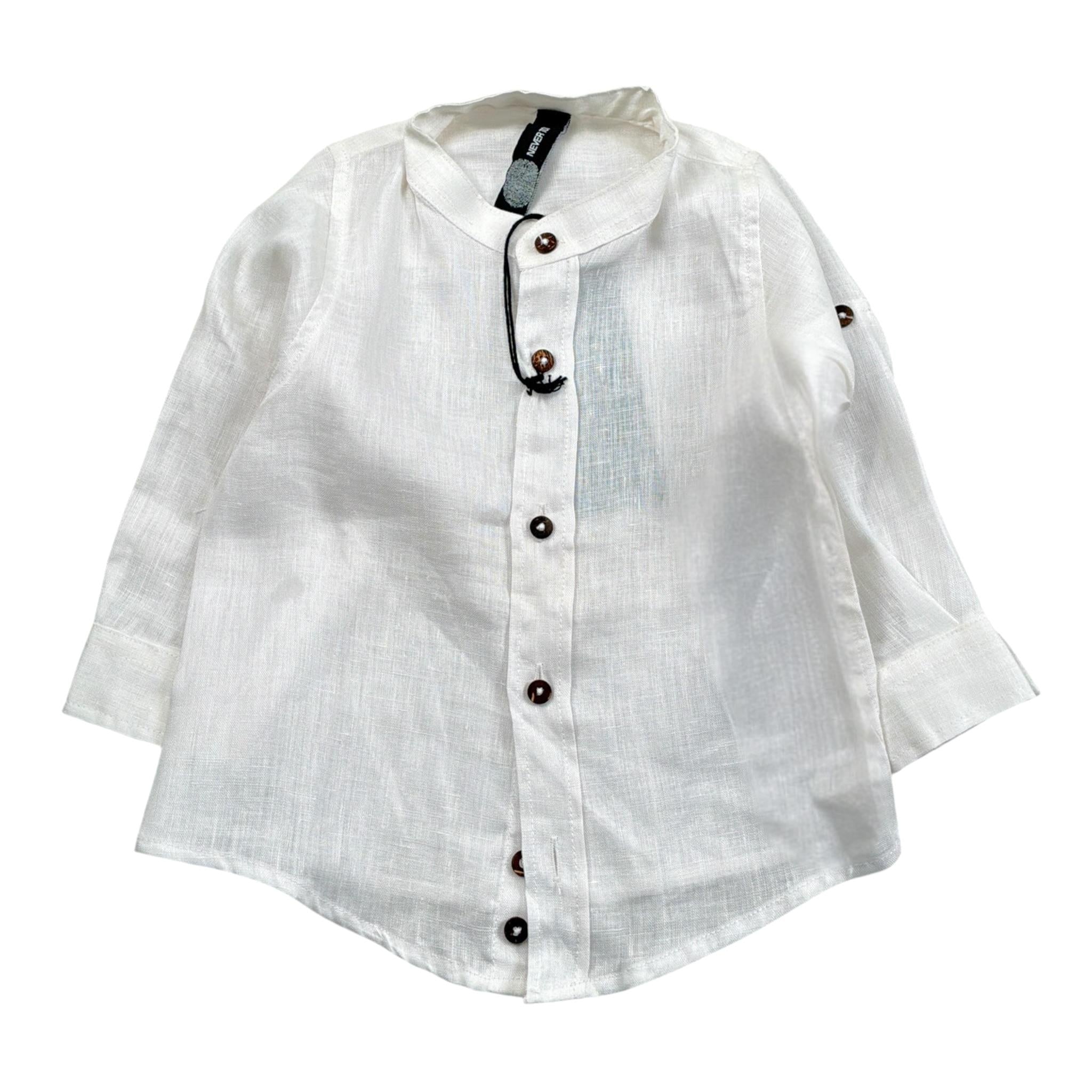 Never Too Camicia tinta unita con Colletto Coreano Panna per Neonato NT1232N PANNA NEVER TOO 