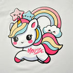 Mousse T-Shirt Girocollo Tinta Unita con Stampa per Bambina UNILEOT BIANCO MOUSSE 