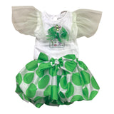 Miss Grant Completo Top Con Tulle-Gonna Bicolore Verde/Bianco Per Neonata