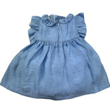 Le Bebe Abito Mezza Manica Tinta Unita con Ricami per Neonata LBG6371 AZZURRO LE BEBE 