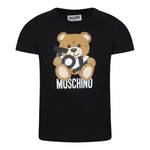Moschino T-Shirt Girocollo tinta unita con Orso Nero per Bambino H9M04KX NERO MOSCHINO 