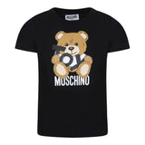 Moschino T-Shirt Girocollo tinta unita con Orso Nero per Bambino H9M04KX NERO MOSCHINO 