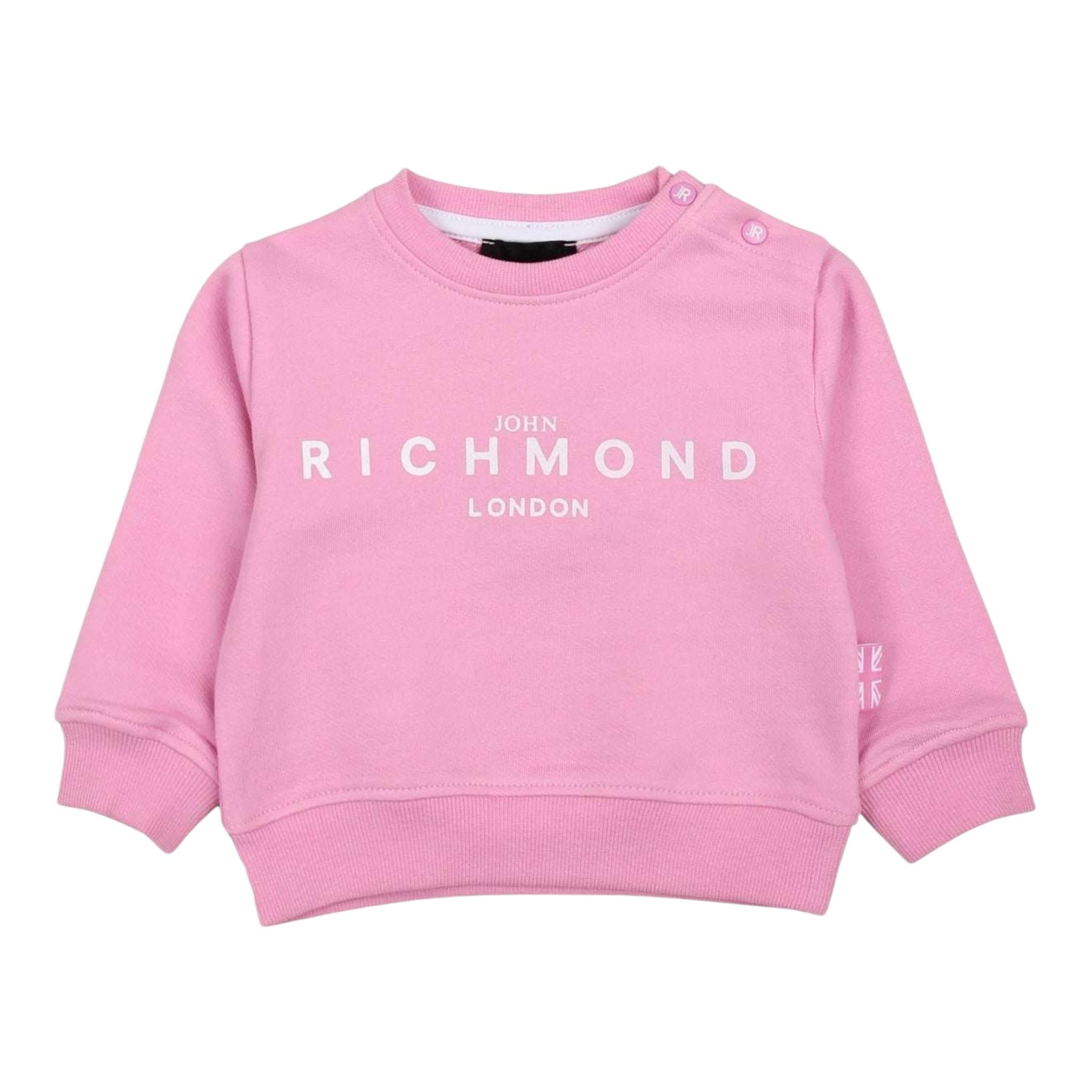 John Richmond Felpa Girocollo Tinta Unita con Stampa per Bambina RIP25003FE ROSA JOHN RICHMOND 