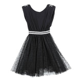 Monnalisa Abito Tinta Unita con Stampa Stelle per Bambina 419201 NERO MONNALISA 