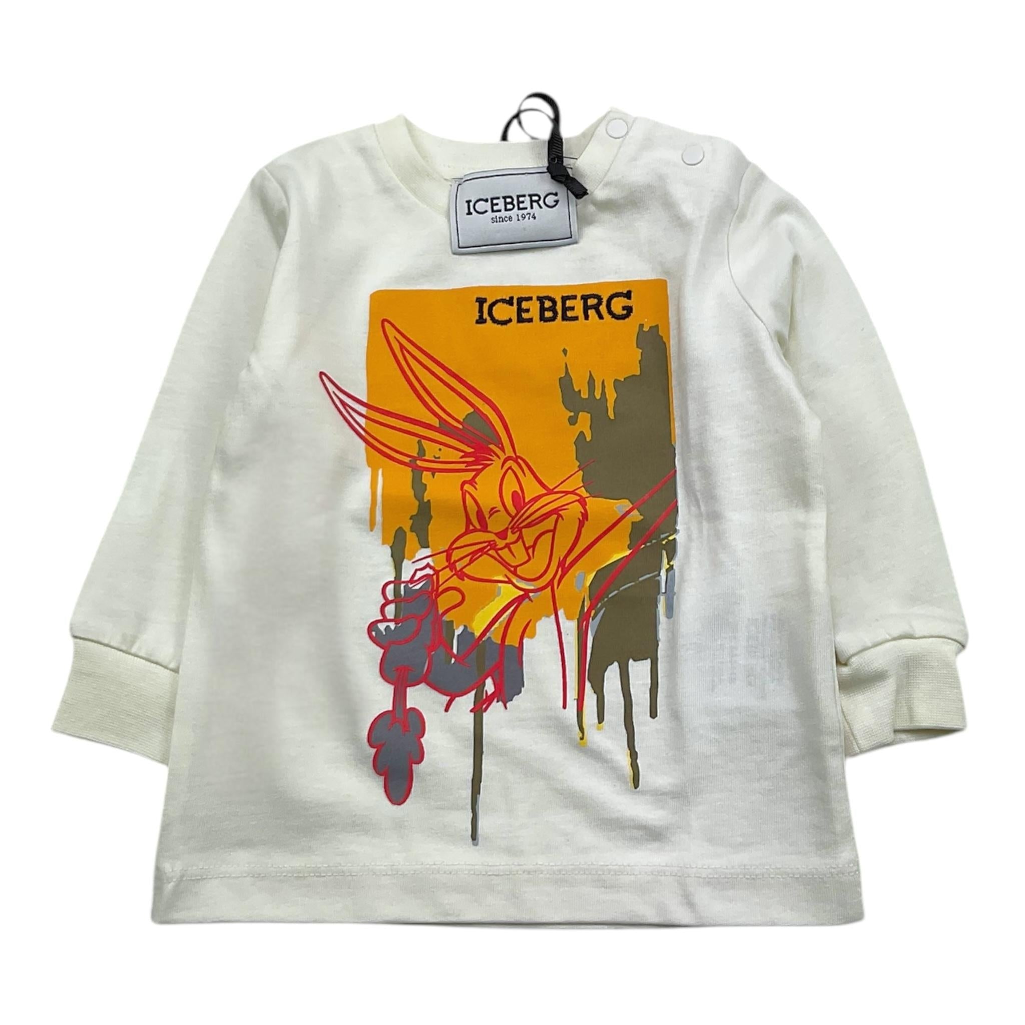 ICEBERG shirt girocollo tinta unita con stampa Panna per Neonato TSICE5311B PANNA ICEBERG 