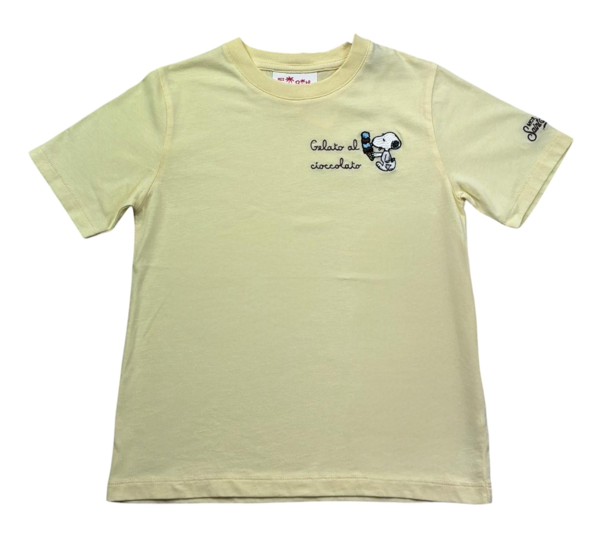 Saint Barth T-Shirt Girocollo Tinta Unita con Stampa per Bambino POT0002010 GIALLO SAINT BARTH 