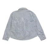 Only Camicia Tinta Unita Con Bottoni Fantasia A Righe Bianco Per Bambina