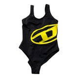 Diesel Costume Intero Tinta Unita Logato Nero Per Bambina