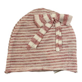 Lalalu' Cappello Fantasia A Righe Cn Fiocco Bianco/Rosa Per Neonata