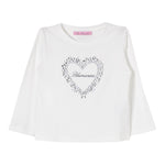 MISS BLUMARINE shirt girocollo tinta unita con stampa brillantinata Bianco per Bambina IF4127 BIANCO MISS BLUMARINE 