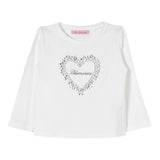 MISS BLUMARINE shirt girocollo tinta unita con stampa brillantinata Bianco per Bambina IF4127 BIANCO MISS BLUMARINE 