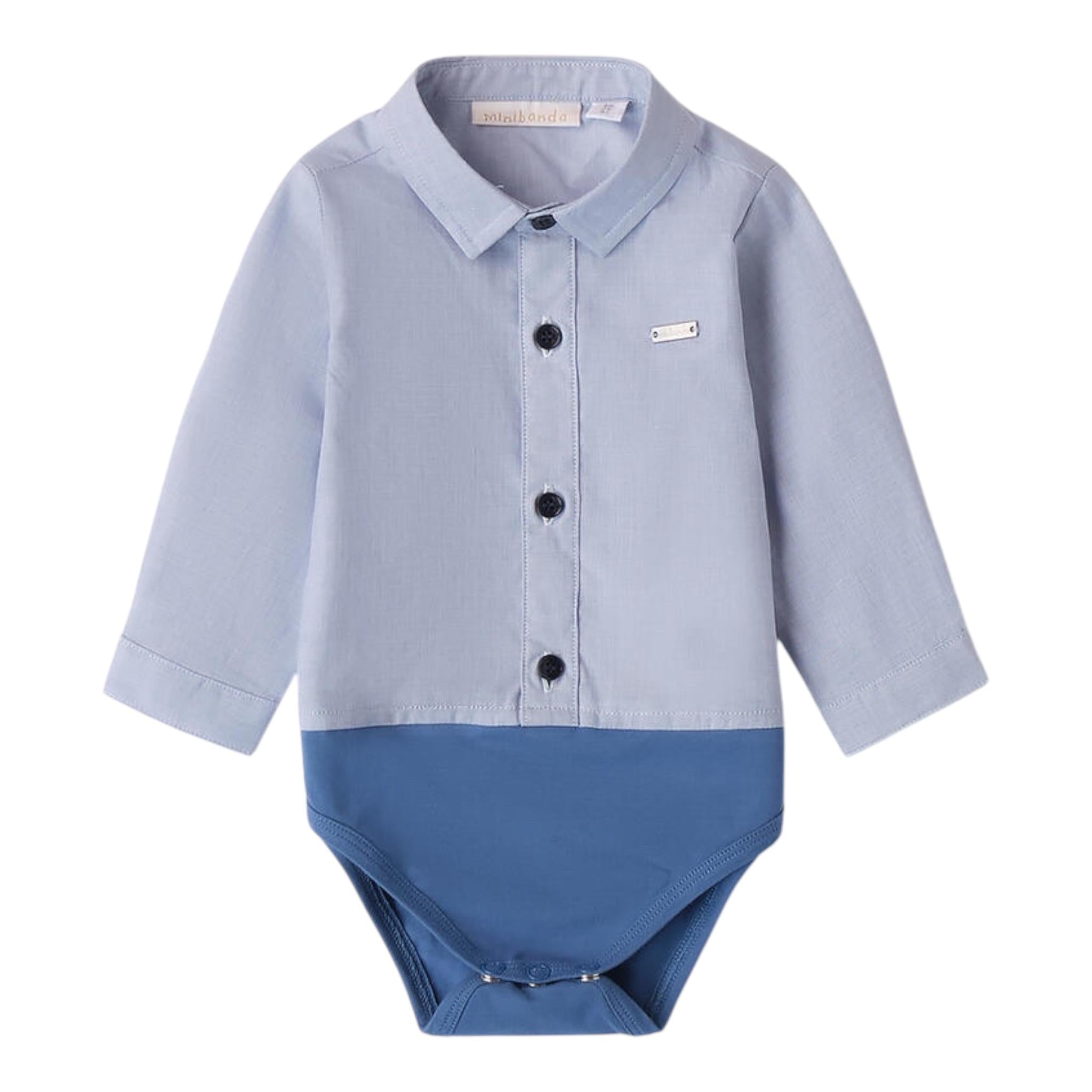 MINI BANDA camicia body manica lunga tinta unita Azzurro per Neonato A602 AZZURRO MINI BANDA 