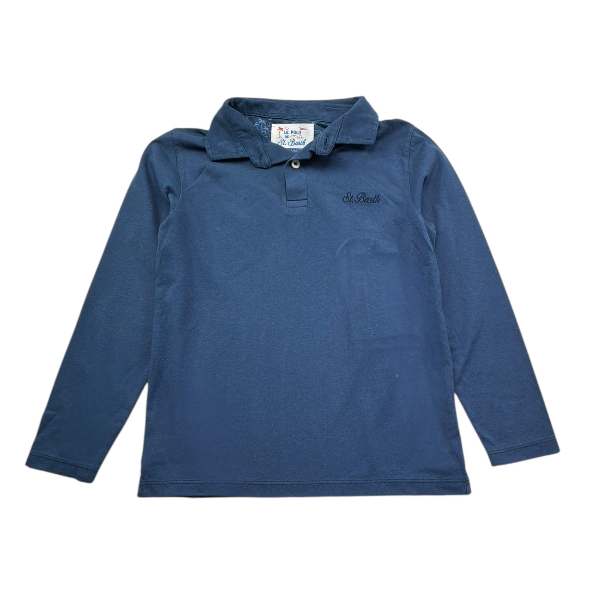 Saint Barth Polo Manica Lunga Tinta Unita per Bambino 00874L BLU SAINT BARTH 