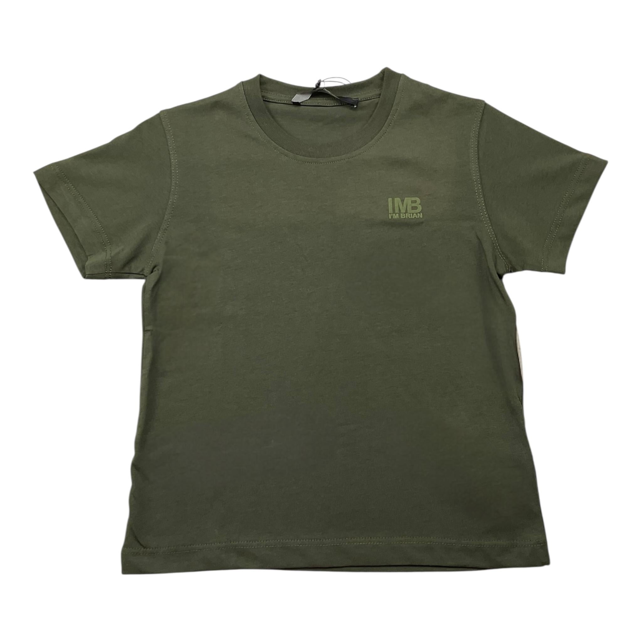 I'M BRIAN t-shirt girocollo tinta unita con logo Verde per Bambino TS3142J VERDE I'M BRIAN 
