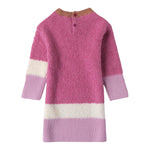 SARABANDA abito tinta unita in maglia girocollo Magenta per Bambina 0A213 MAGENTA SARABANDA 
