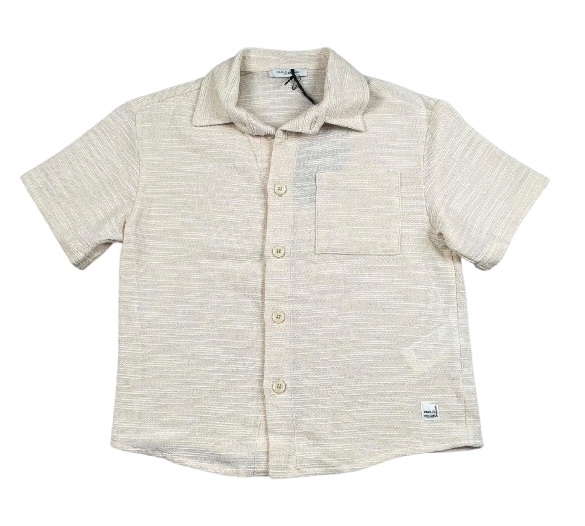Paolo Pecora Camicia Mezza Manica Tinta Unita per Bambino PP4379 SABBIA PAOLO PECORA 