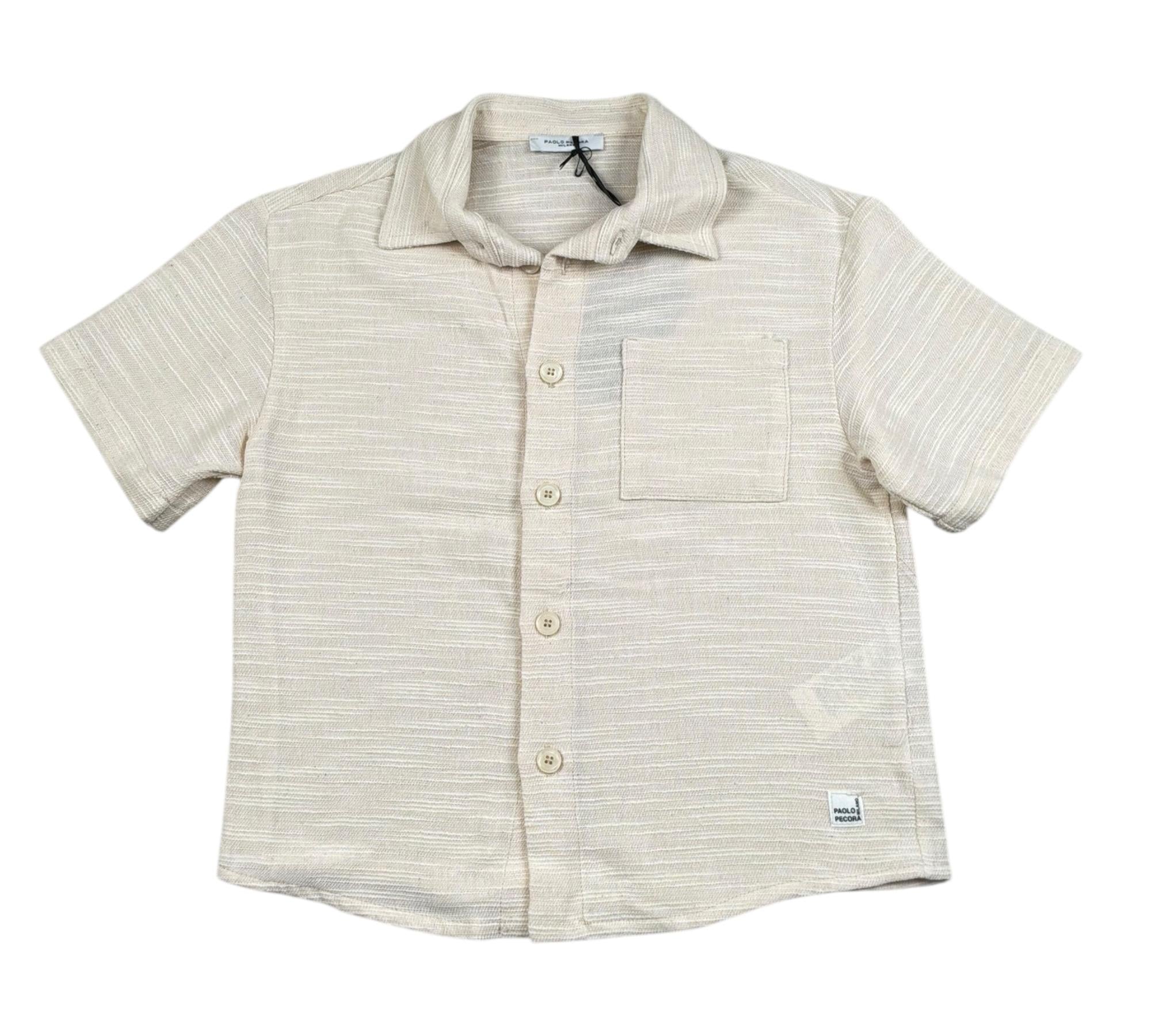Paolo Pecora Camicia Mezza Manica Tinta Unita per Bambino PP4379 SABBIA PAOLO PECORA 