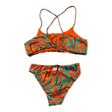 Mefui Costume Modello Bikini Tinta Unita Fascia-Slip Arancione Per Bambina