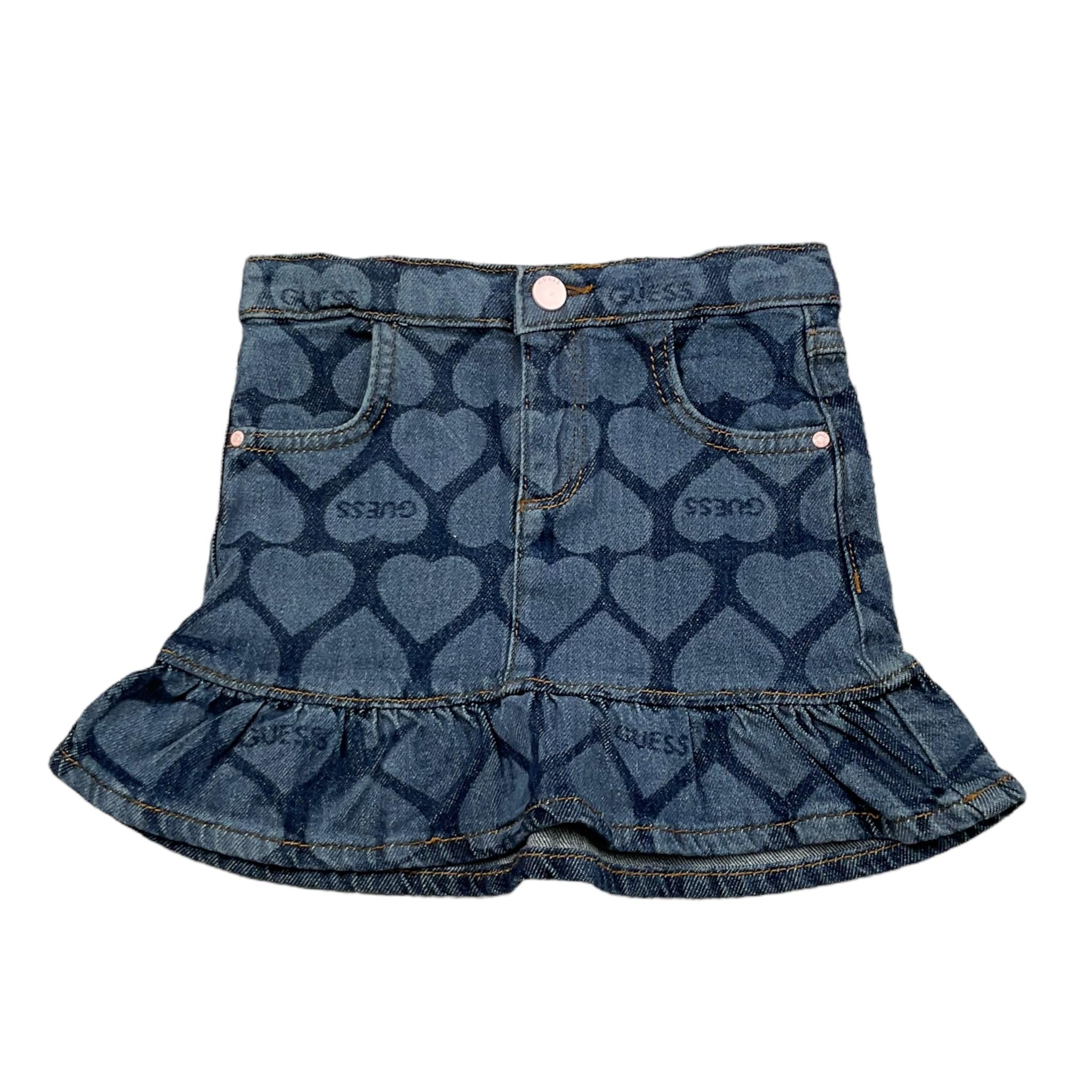 GUESS gonna in denim tinta unita con logo Blu per Bambina K4YD01D4WF0 BLU GUESS 