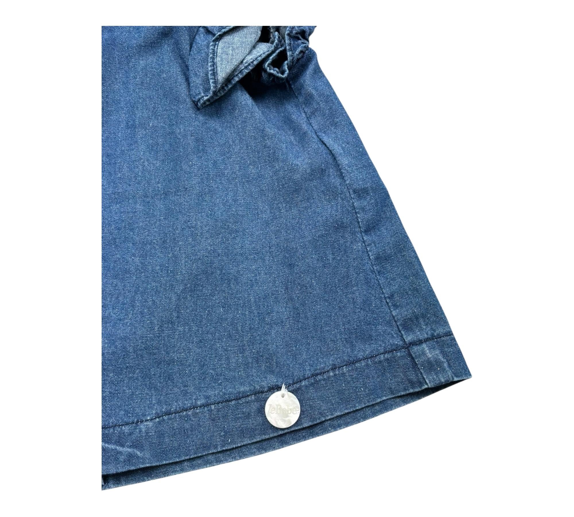 Le Bebe Camicia Giromanica Tinta Unita per Neonata LBG6424 BLU LE BEBE 