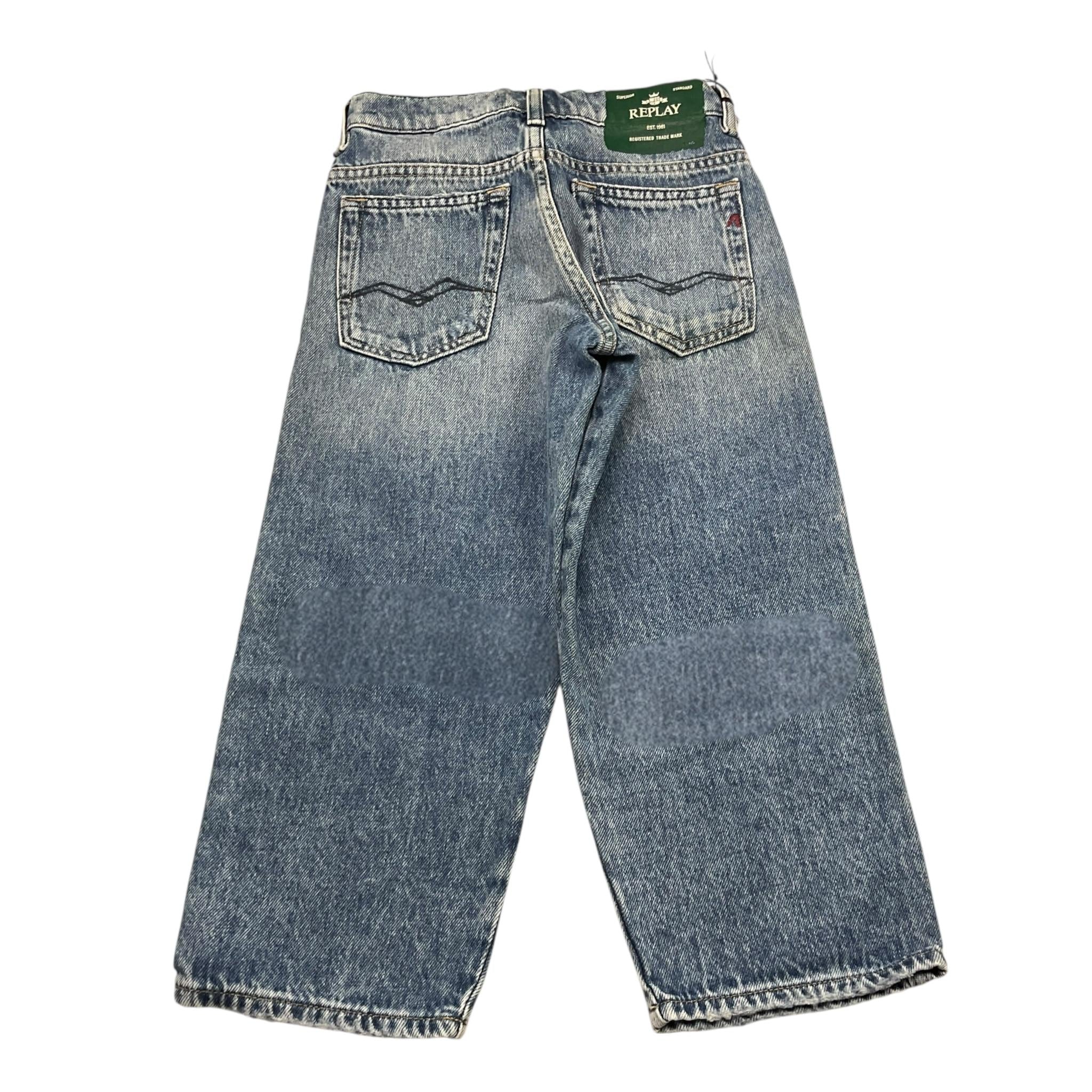 Replay Jeans Tinta Unita con Girovita Regolabile per Bambino SB9092 AZZURRO REPLAY 