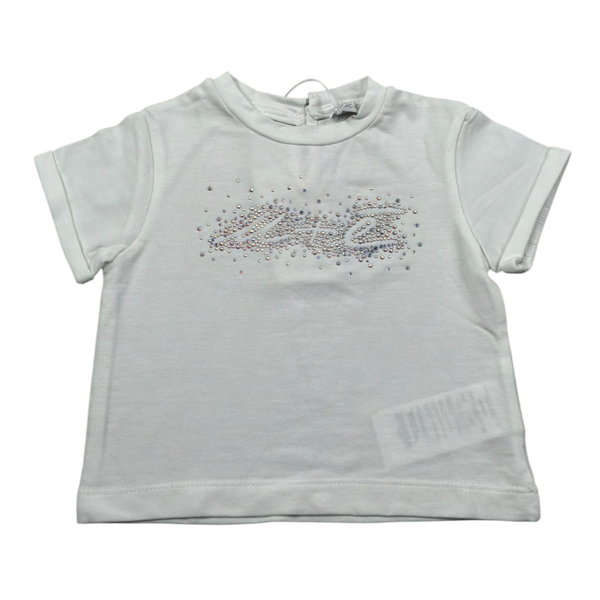 M+E' T-Shirt Girocollo Tinta Unita con Brillantini per Bambina UE1817 PANNA M+E' 