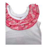 Mariuccia Schlichtes Tanktop mit kontrastierenden Rüschen Weiß für Baby Mädchen