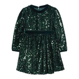 ABEL & LULA abito tinta unita con cintura e paillettes Verde per Bambina 5528 VERDE ABEL & LULA 