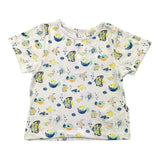 Carre'Ment Beau T-Shirt Girocollo Tinta Unita Con Stampe Pesci Bianco Per Neonato