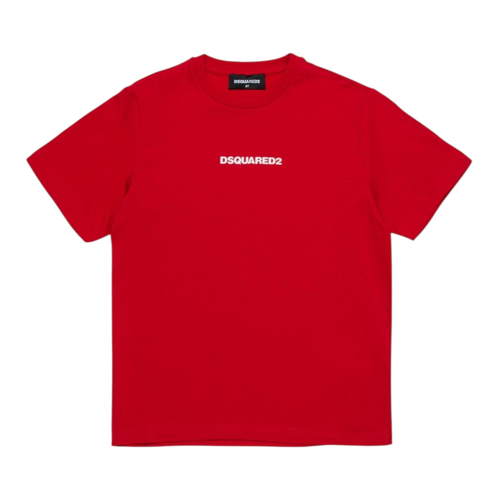 Dsquared2 T-Shirt Girocollo Tinta Unita con Stampa per Bambino DQ2823 ROSSO DSQUARED2 