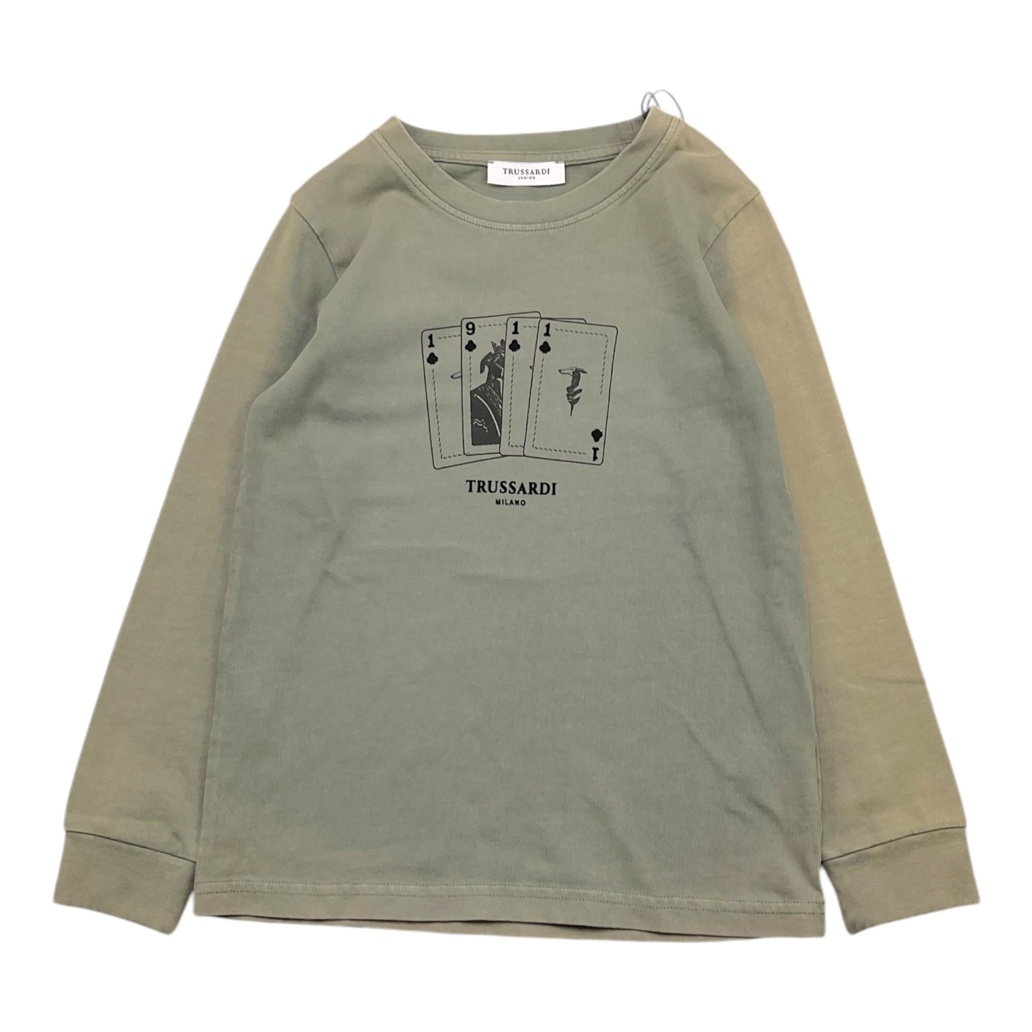 TRUSSARDI shirt girocollo tinta unita con stampa Verde per Bambino TBA25105TS VERDE TRUSSARDI 