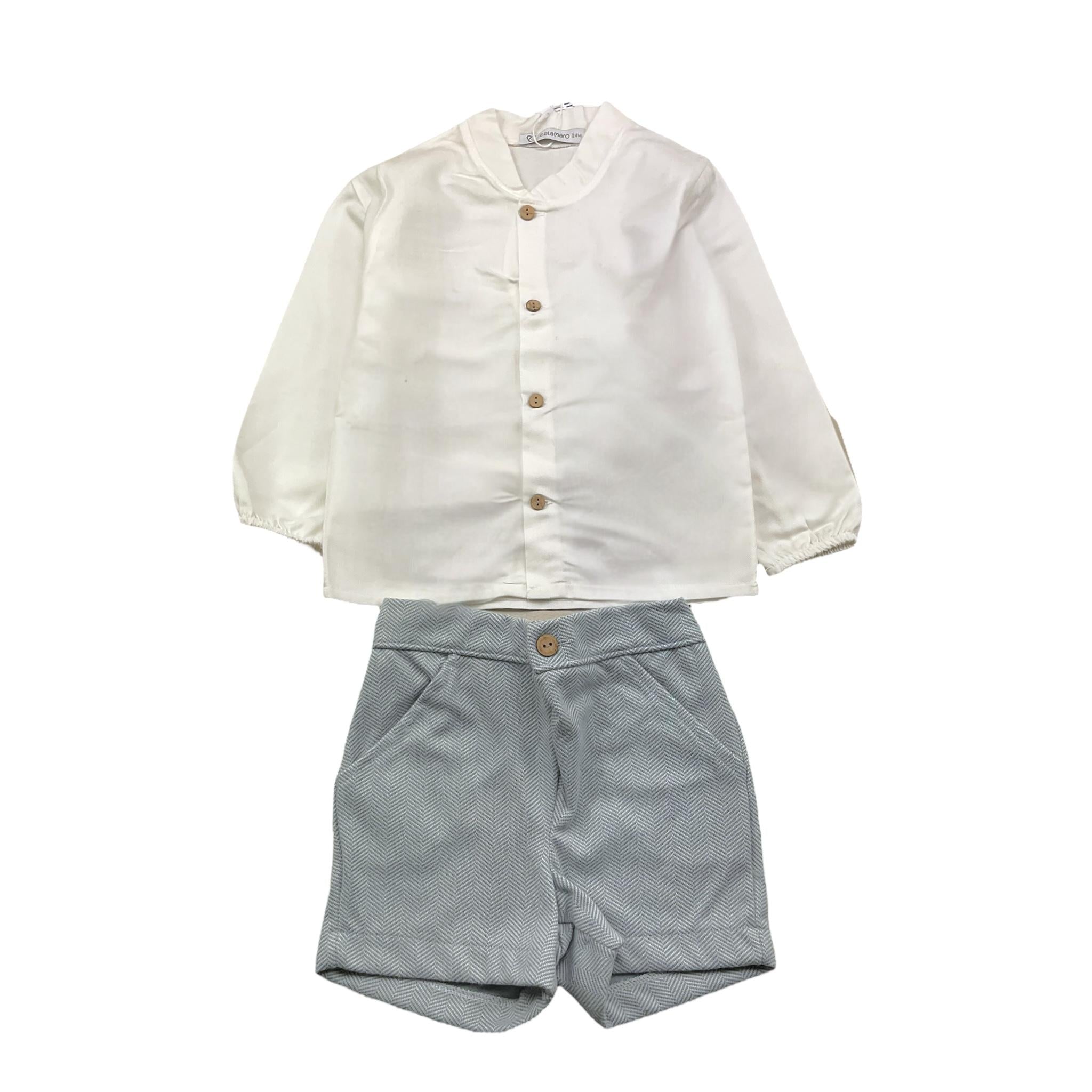 CALAMARO completo 2pz camicia-bermuda bicolore Bianco/azzurro per Neonato 11075 BIANCO/AZZURRO CALAMARO 