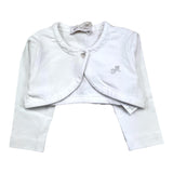 Monnalisa Einfarbiger Bolero mit weißem Glitzer-Logo für Baby-Mädchen