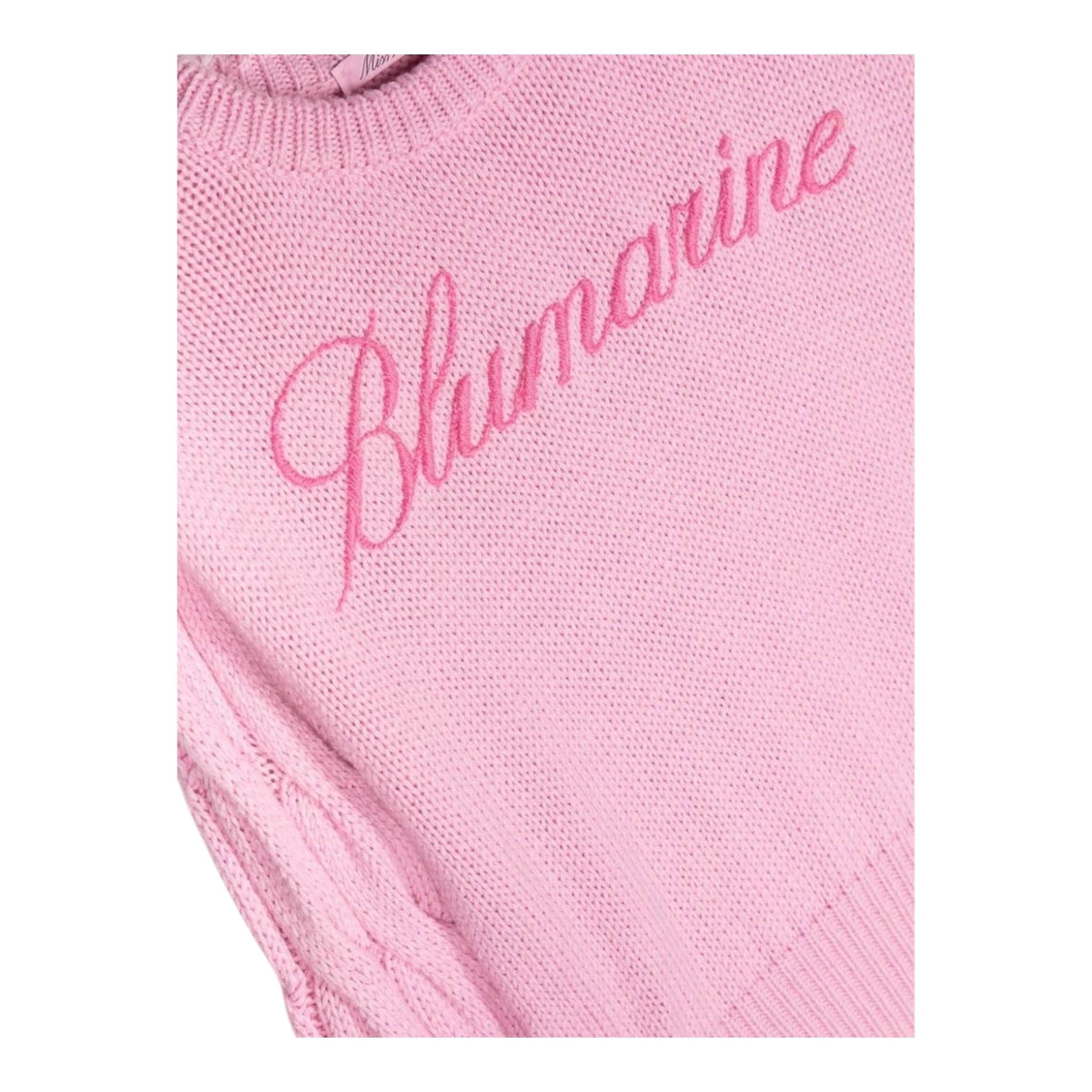MISS BLUMARINE maglia tinta unita con stampa Rosa per Bambina IF3089 ROSA MISS BLUMARINE 