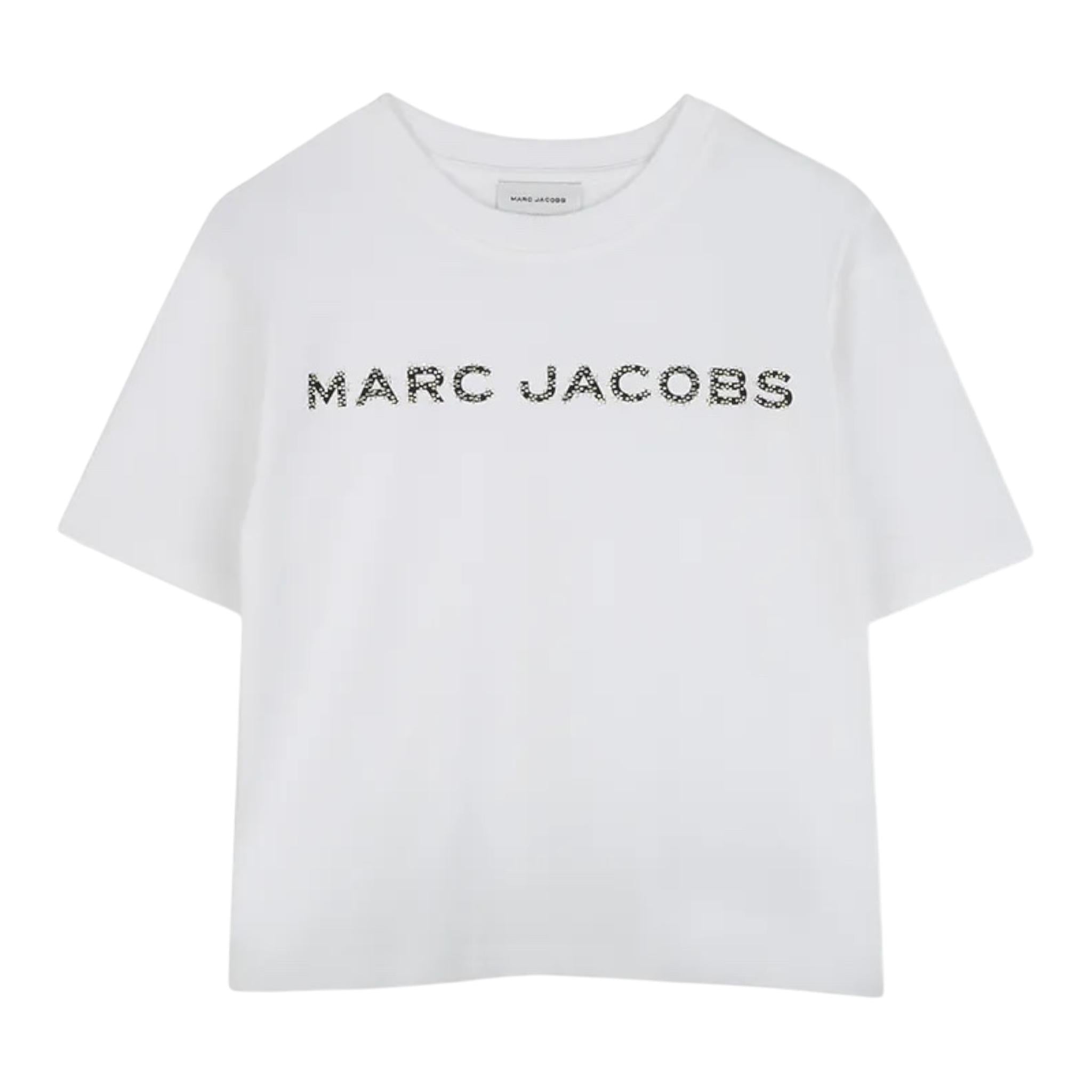 Marc Jacobs T-Shirt Girocollo Tinta Unita con Stampa per Bambina W60463J BIANCO MARC JACOBS 