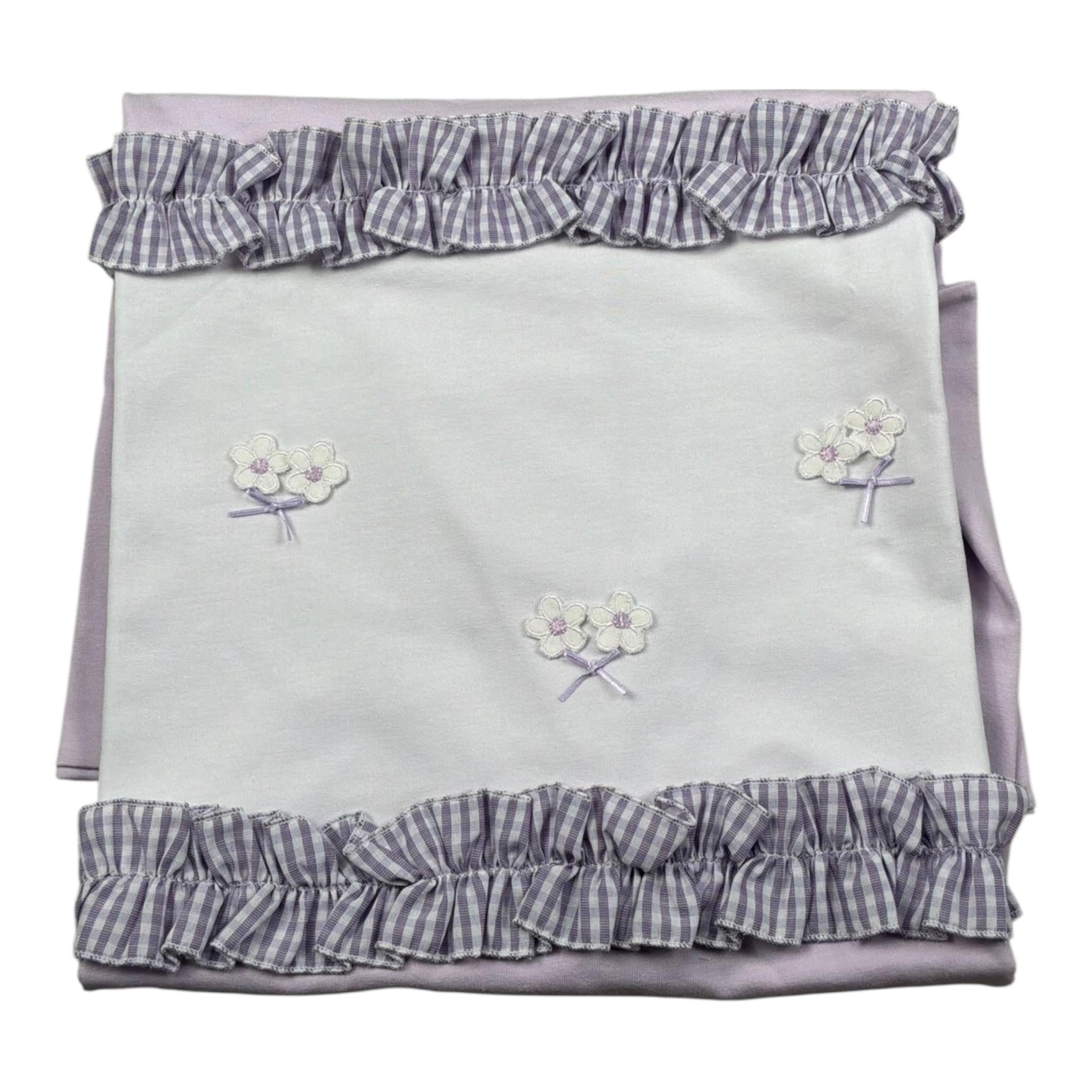Lalalu' Coperta Tinta Unita con Ricami per Neonata COL7G LILLA LALALU' 