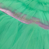 Met Abito Tinta Unita In Tulle con Logo Brillantinato per Bambina ME262 VERDE MET 