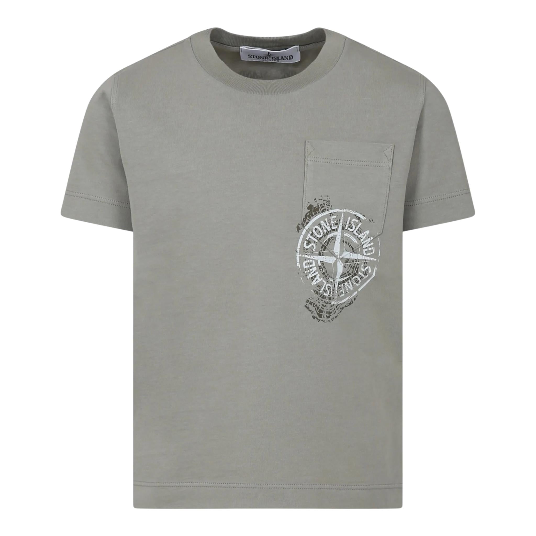 Stone Island T-Shirt Girocollo Tinta Unita con Logo per Bambino K1S162100012 VERDE STONE ISLAND 