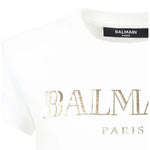 Balmain T-Shirt Girocollo Tinta Unita con Logo per Bambina BW8A91X BIANCO BALMAIN 